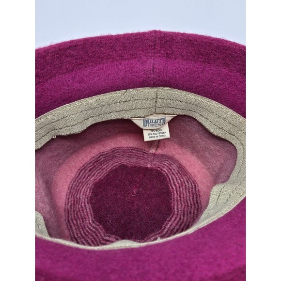 DULUTH TRADING CO MAUVE MAROON OMBRE STRIPE WOOL BLEND BUCKET HAT WOMEN M COZY - Picture 7 of 12